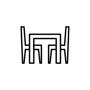 Yemek masası simgesi ince çizgi şeklinde. Vektör illüstrasyon grafik tasarımı