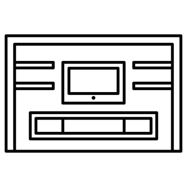 Televizyon raf simgesi ince çizgi şeklinde. Vektör illüstrasyon grafik tasarımı