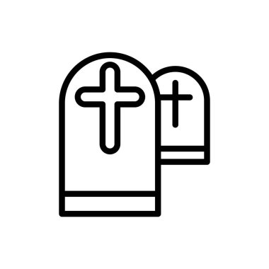 İnce çizgi şeklinde bir Tombstone simgesi. Vektör illüstrasyon grafik tasarımı