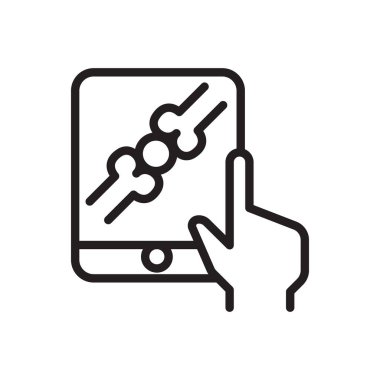 Online teşhis simgesi ince çizgi şeklinde. Vektör illüstrasyon grafik tasarımı