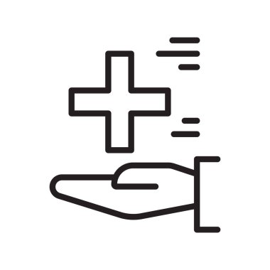 Tıbbi teknoloji ikonu ince çizgi şeklinde. Vektör illüstrasyon grafik tasarımı