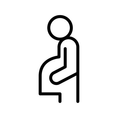 İnce çizgi şeklinde hamile kadın ikonu. Vektör illüstrasyon grafik tasarımı