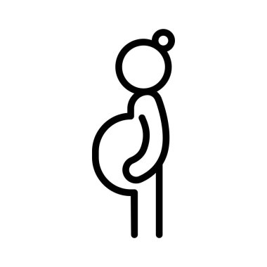 İnce çizgi şeklinde hamile kadın ikonu. Vektör illüstrasyon grafik tasarımı