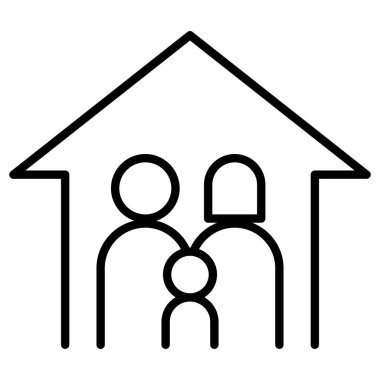 İnce çizgi şeklinde bir aile ikonu. Vektör illüstrasyon grafik tasarımı