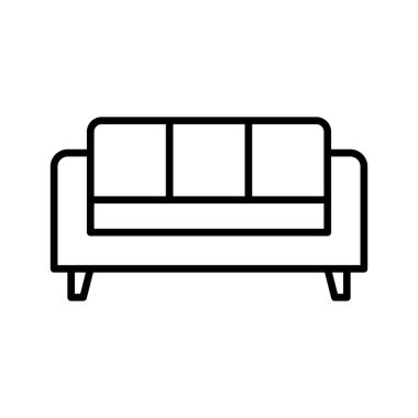 İnce çizgi şeklinde kanepe simgesi. Vektör illüstrasyon grafik tasarımı