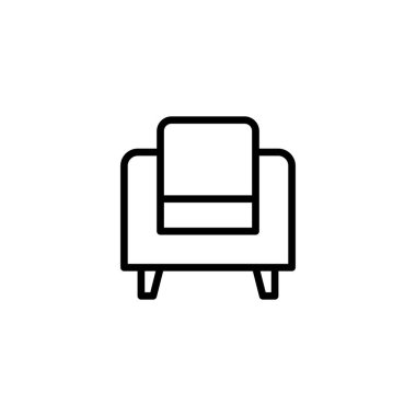 Koltuk simgesi ince çizgi şeklinde. Vektör illüstrasyon grafik tasarımı