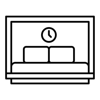 Yatak odası ikonu ince çizgi şeklinde. Vektör illüstrasyon grafik tasarımı