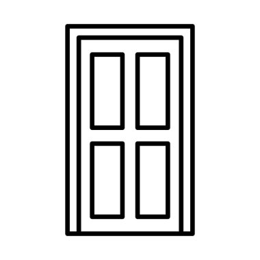 Kapı ikonu ince çizgi şeklinde. Vektör illüstrasyon grafik tasarımı