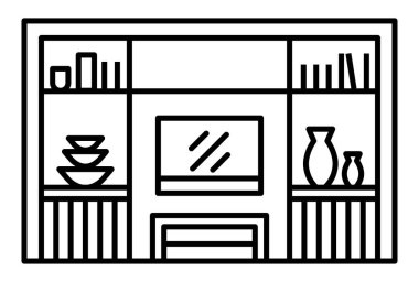 Televizyon raf simgesi ince çizgi şeklinde. Vektör illüstrasyon grafik tasarımı