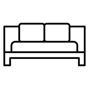 Yatak ikonu ince çizgi şeklinde. Vektör illüstrasyon grafik tasarımı