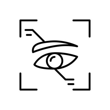 Göz tarama simgesi ince çizgi şeklinde. Vektör illüstrasyon grafik tasarımı