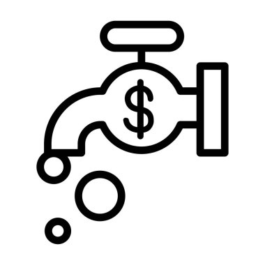 İnce çizgi şeklinde pasif gelir simgesi. Vektör illüstrasyon grafik tasarımı