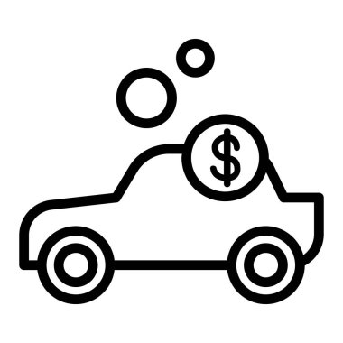 İnce çizgi şeklinde bir araba ikonu satın almak. Vektör illüstrasyon grafik tasarımı