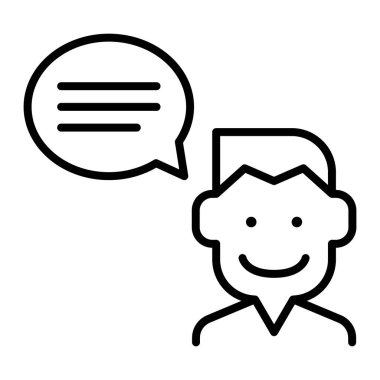 Konuşmak, ince çizgi şeklinde konuşmak. Vektör illüstrasyon grafik tasarımı