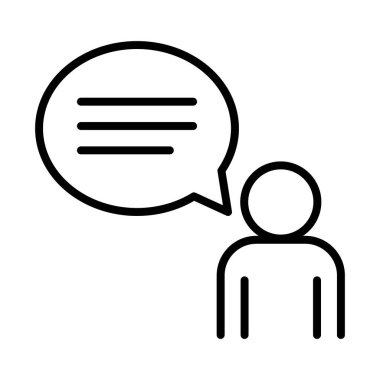 Konuşmak, ince çizgi şeklinde konuşmak. Vektör illüstrasyon grafik tasarımı