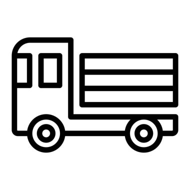 İnce çizgi şeklinde bir kamyon simgesi. Vektör illüstrasyon grafik tasarımı