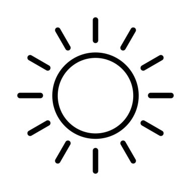 Güneş ikonu ince çizgi şeklinde. Vektör illüstrasyon grafik tasarımı