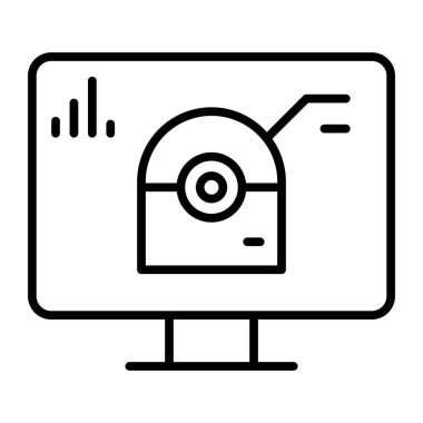 Yapay zeka ikonu ince çizgi şeklinde. Vektör illüstrasyon grafik tasarımı