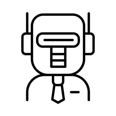 Al, robot ikonu ince çizgi şeklinde. Vektör illüstrasyon grafik tasarımı
