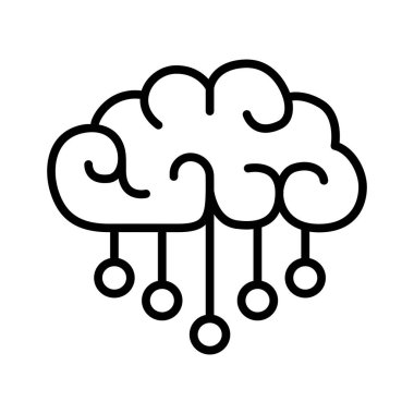 İnce çizgi şeklinde yapay zeka simgesi. Vektör illüstrasyon grafik tasarımı