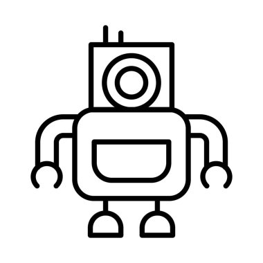 İnce çizgi şeklinde robot ikonu. Vektör illüstrasyon grafik tasarımı