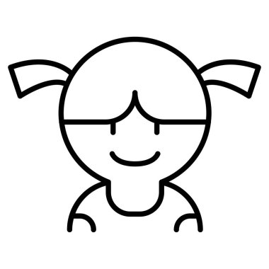 İnce çizgi şeklinde bir kız ikonu. Vektör illüstrasyon grafik tasarımı