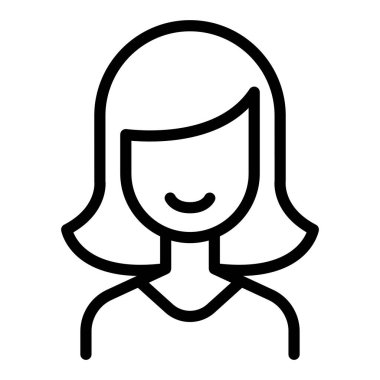 İnce çizgili bir kadın öğrenci ikonu. Vektör illüstrasyon grafik tasarımı