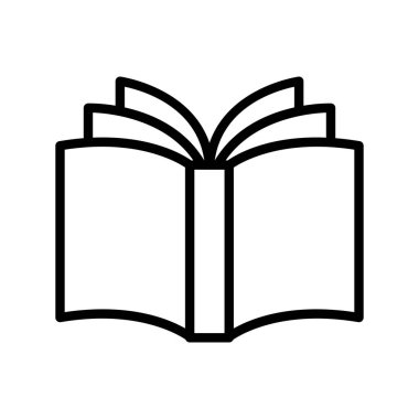 İnce çizgi şeklinde bir kitap ikonu. Vektör illüstrasyon grafik tasarımı