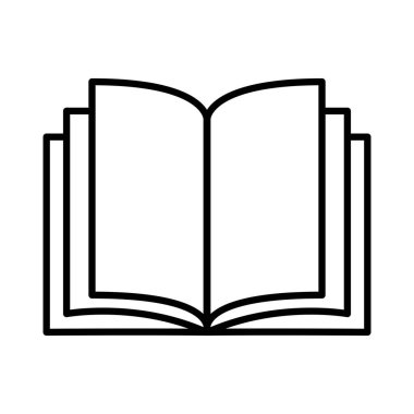 İnce çizgi şeklinde bir kitap ikonu. Vektör illüstrasyon grafik tasarımı