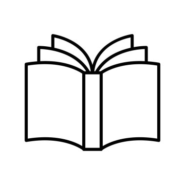 İnce çizgi şeklinde bir kitap ikonu. Vektör illüstrasyon grafik tasarımı