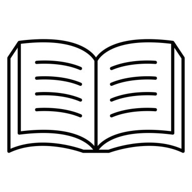 İnce çizgi şeklinde bir kitap ikonu. Vektör illüstrasyon grafik tasarımı