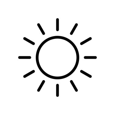 Güneş ikonu ince çizgi şeklinde. Vektör illüstrasyon grafik tasarımı