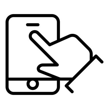 İnce çizgi biçiminde ekran simgesine dokun. Vektör illüstrasyon grafik tasarımı