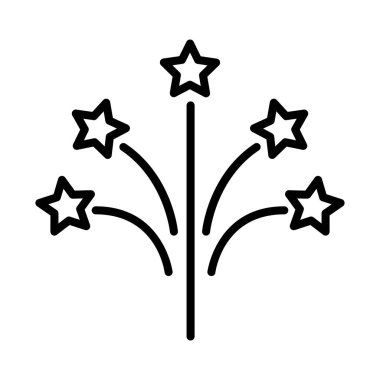 İnce çizgi şeklinde havai fişek ikonu. Vektör illüstrasyon grafik tasarımı