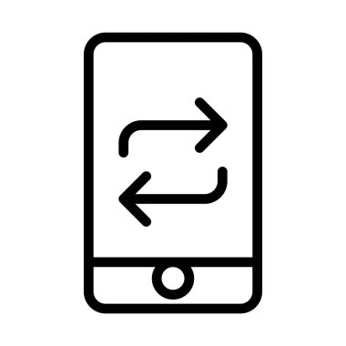 Veri aktarım simgesi ince çizgi biçiminde. Vektör illüstrasyon grafik tasarımı