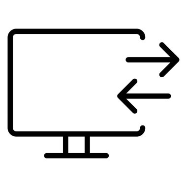 Veri aktarım simgesi ince çizgi biçiminde. Vektör illüstrasyon grafik tasarımı