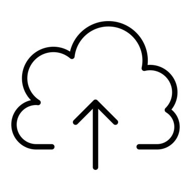 İnce çizgi şeklinde bulut hesaplama simgesi. Vektör illüstrasyon grafik tasarımı