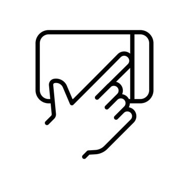 İnce çizgi biçiminde ekran simgesine dokun. Vektör illüstrasyon grafik tasarımı