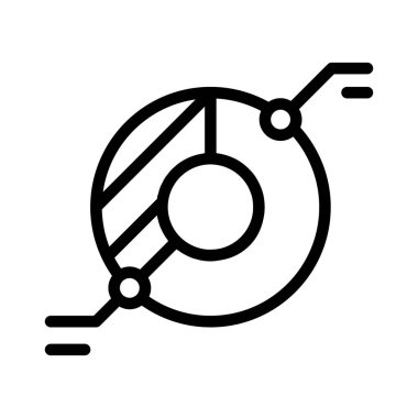 İnce çizgi şeklinde pasta grafiği simgesi. Vektör illüstrasyon grafik tasarımı