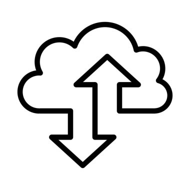 İnce çizgi şeklinde bulut hesaplama simgesi. Vektör illüstrasyon grafik tasarımı