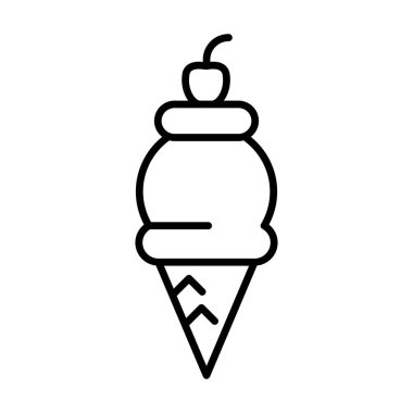 İnce çizgi şeklinde dondurma ikonu. Vektör illüstrasyon grafik tasarımı