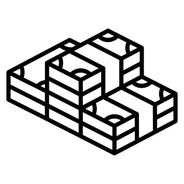 Para, ince çizgi şeklinde hazine ikonu. Vektör illüstrasyon grafik tasarımı