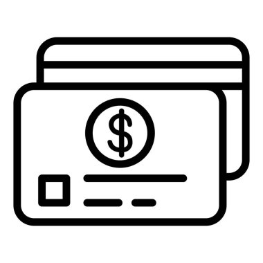 İnce çizgi şeklinde kredi kartı simgesi. Vektör illüstrasyon grafik tasarımı