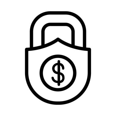 Mali sigorta ikonu ince çizgi şeklinde. Vektör illüstrasyon grafik tasarımı