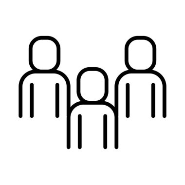 İnce çizgi şeklinde üç kişi. Vektör illüstrasyon grafik tasarımı