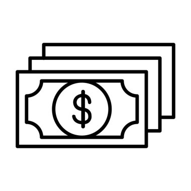 Para ikonu ince çizgi şeklinde. Vektör illüstrasyon grafik tasarımı