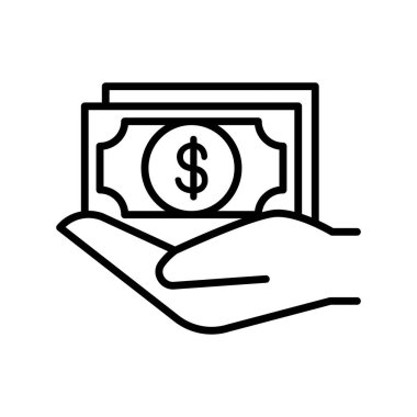 Para ikonu ince çizgi şeklinde. Vektör illüstrasyon grafik tasarımı