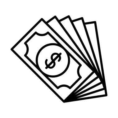 Para ikonu ince çizgi şeklinde. Vektör illüstrasyon grafik tasarımı