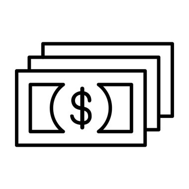 Para ikonu ince çizgi şeklinde. Vektör illüstrasyon grafik tasarımı