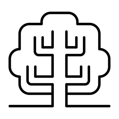 İnce çizgi şeklinde bir ağaç simgesi. Vektör illüstrasyon grafik tasarımı